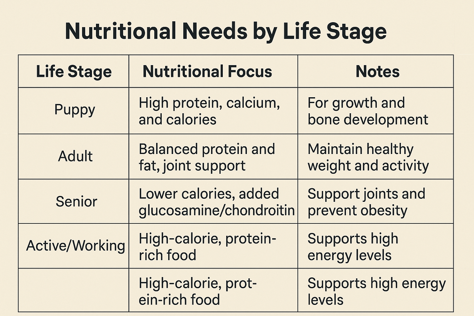 Nutritional Guide for Dog Life Stages