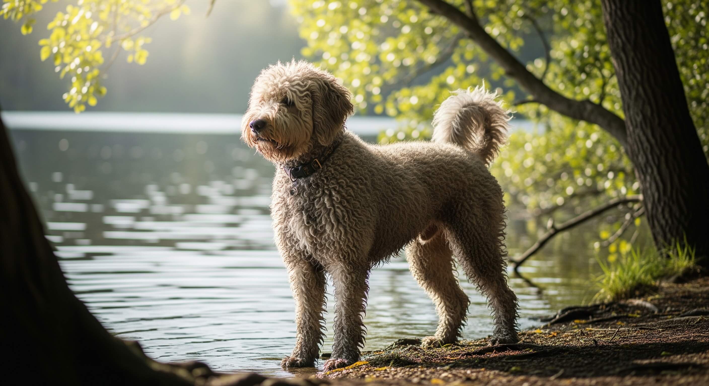 Barbet dog breed with curly coat and friendly expression, ideal for families and allergy sufferers