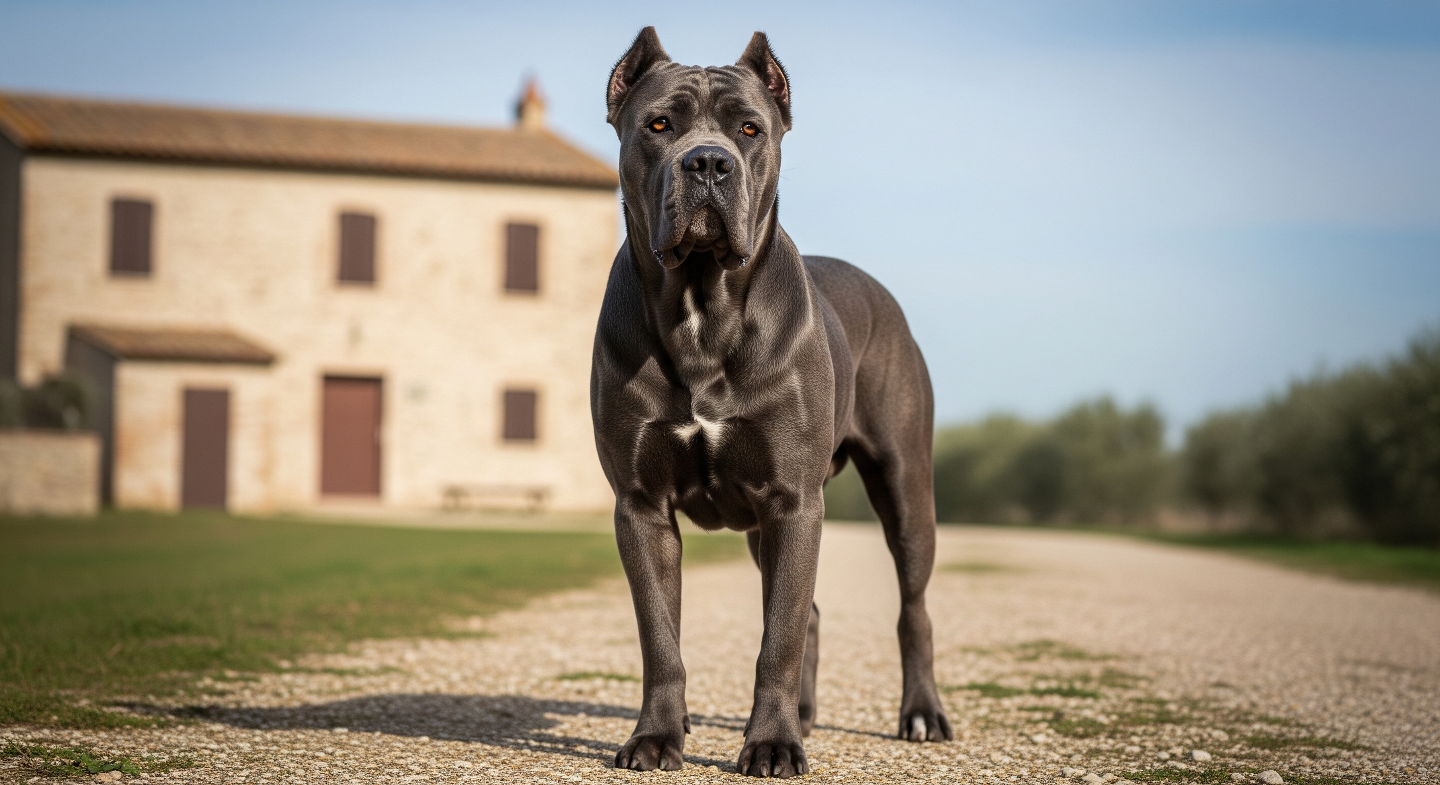Cane Corso dog breed with loyal temperament, strong personality traits, high training difficulty, socialization needs, exercise requirements, grooming needs, common health issues, long lifespan, diet requirements, moderate shedding level, low barking tendency, apartment living, family-friendly, and good with children