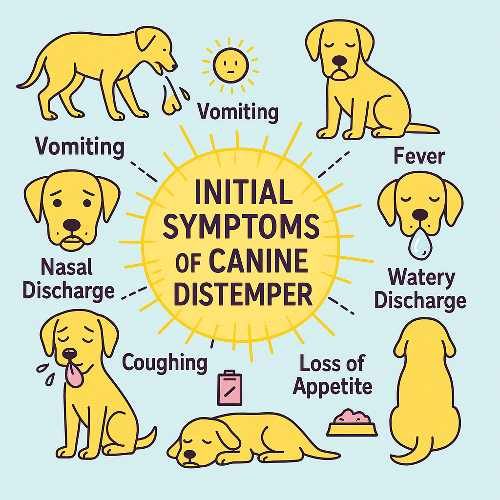 initial symptoms of canine distemper